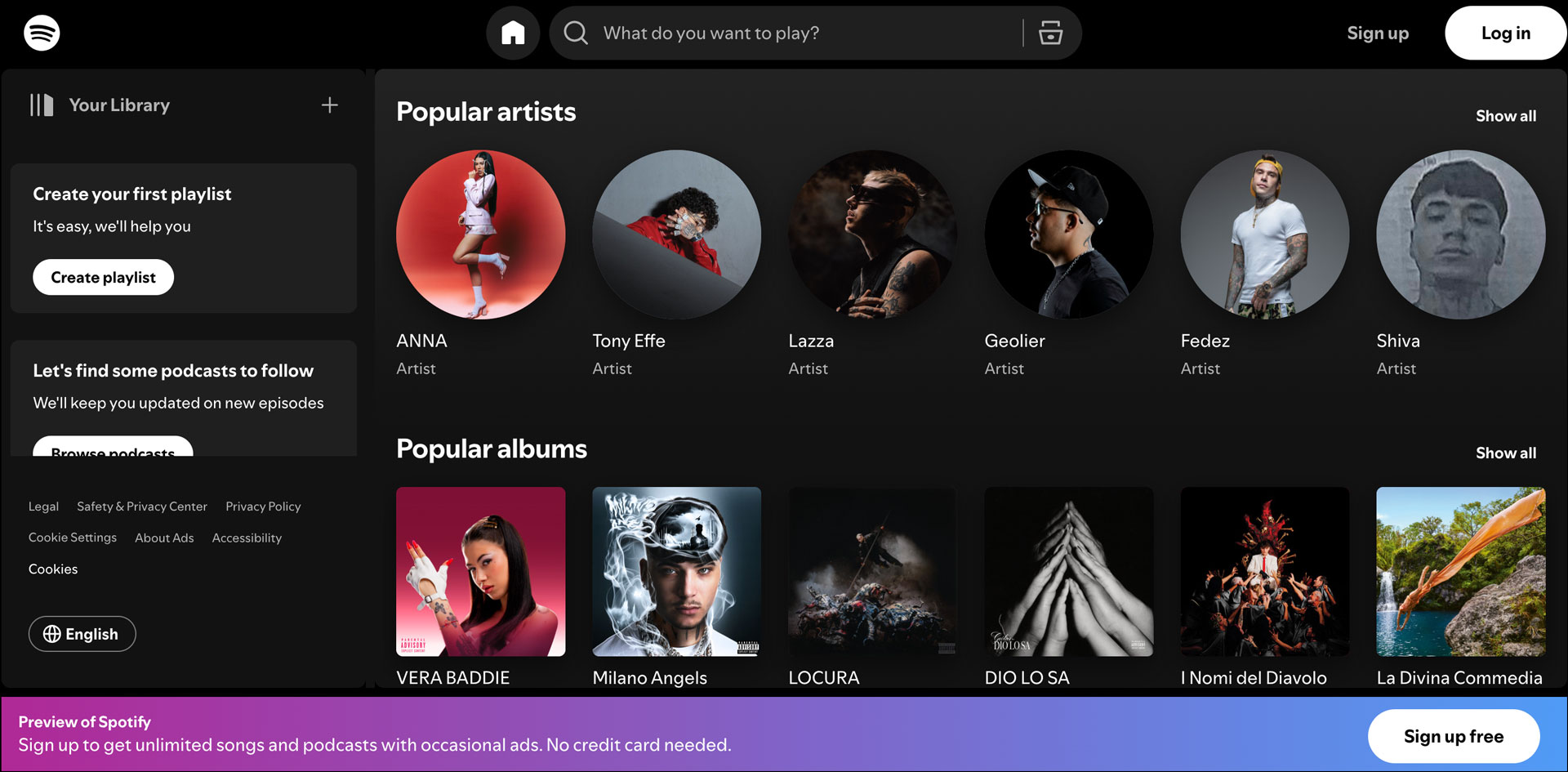 Immagine dell'interfaccia grafica di Spotify